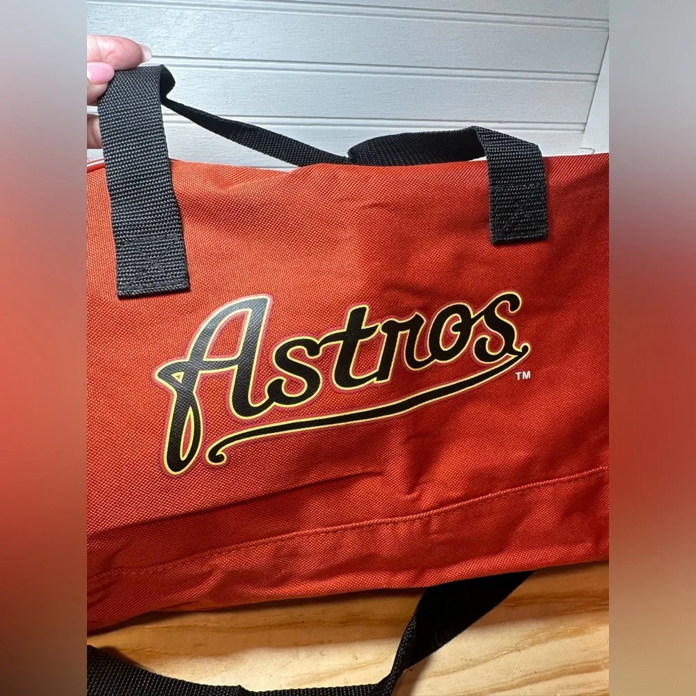 MLB Astros Red Duffel Bag with Black Straps